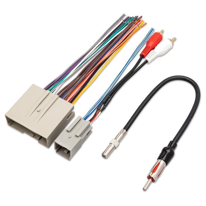 RED WOLF Car Radio Wiring Harness W/Anetnna Adapter RCA Input for Ford Mustang 2004-2009, Hyundai Sonata 2006-2008, Mercury Mariner 2008-2011 Install Aftermarket Stereo CD Player Wire Cable - Image 1